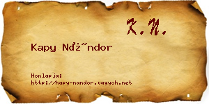 Kapy Nándor névjegykártya