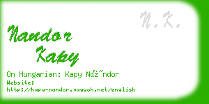 nandor kapy business card